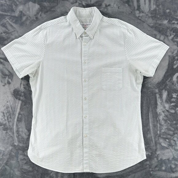 Mizzen Main Seersucker Striped Performance Trim Fit Button Up Shirt Men 2XL Prep - Picture 11 of 16